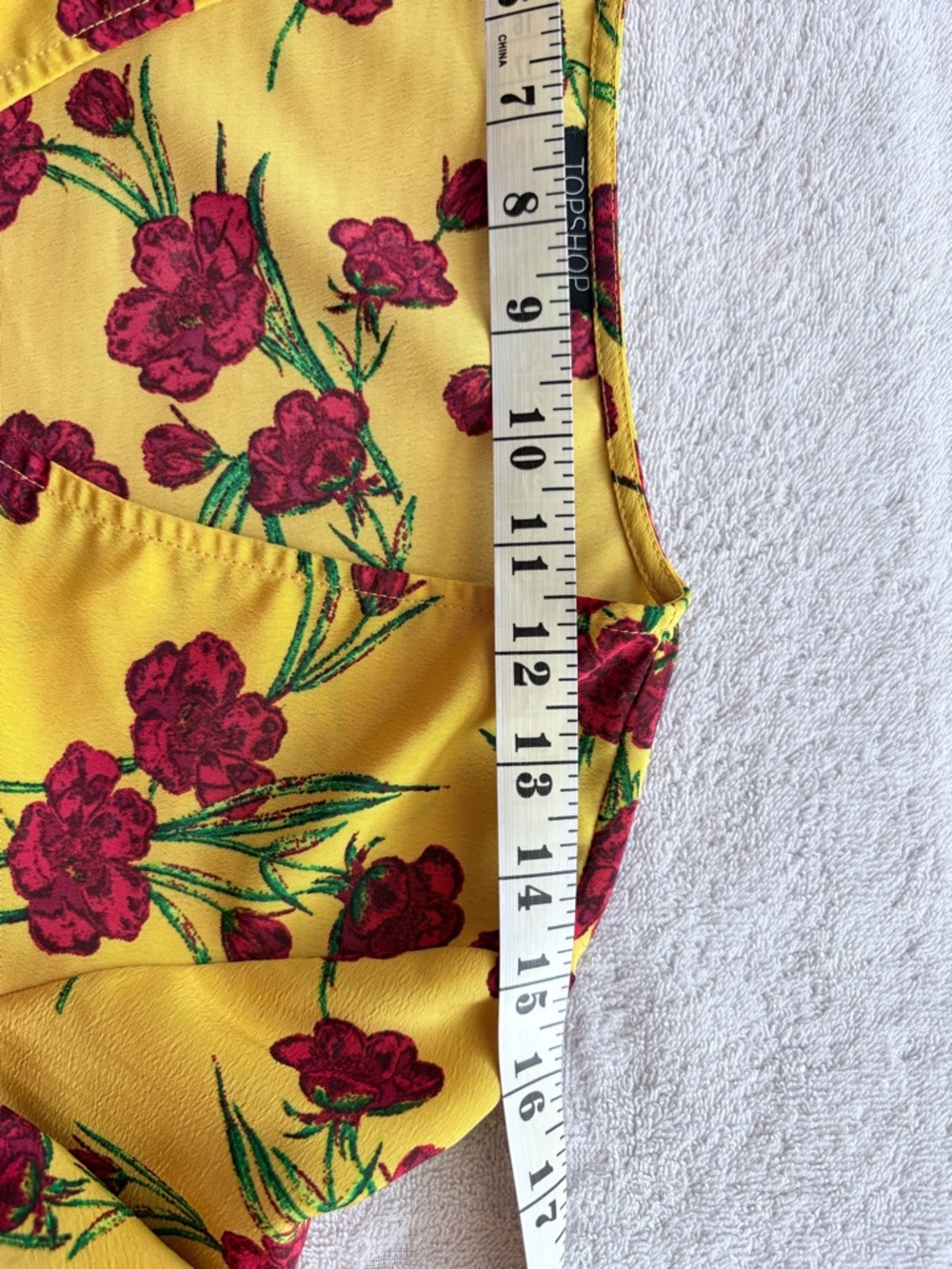 Topshop Yellow Red Floral Peplum Blouse Balloon sleeve Festival Blouse Sz 4 US - Picture 8 of 9